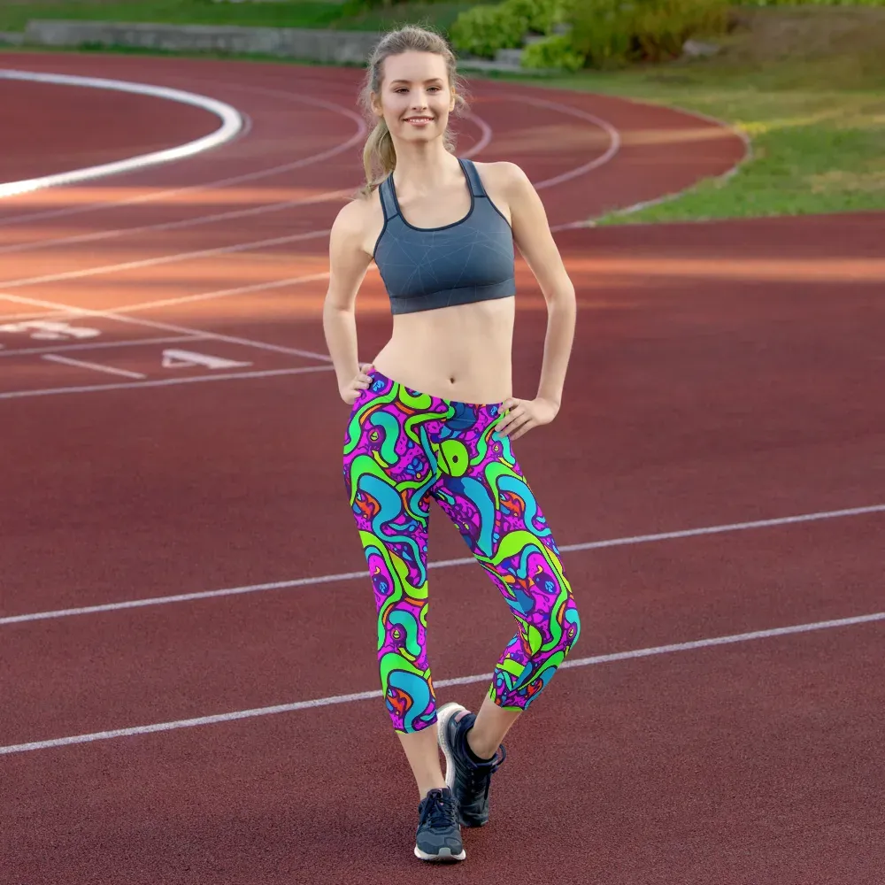 Funky Vortex on Capri Leggings — Front