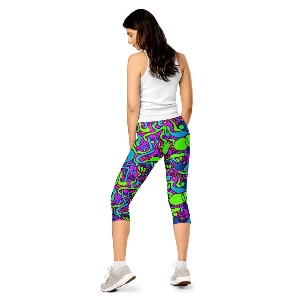 Funky Vortex on Capri Leggings — Back
