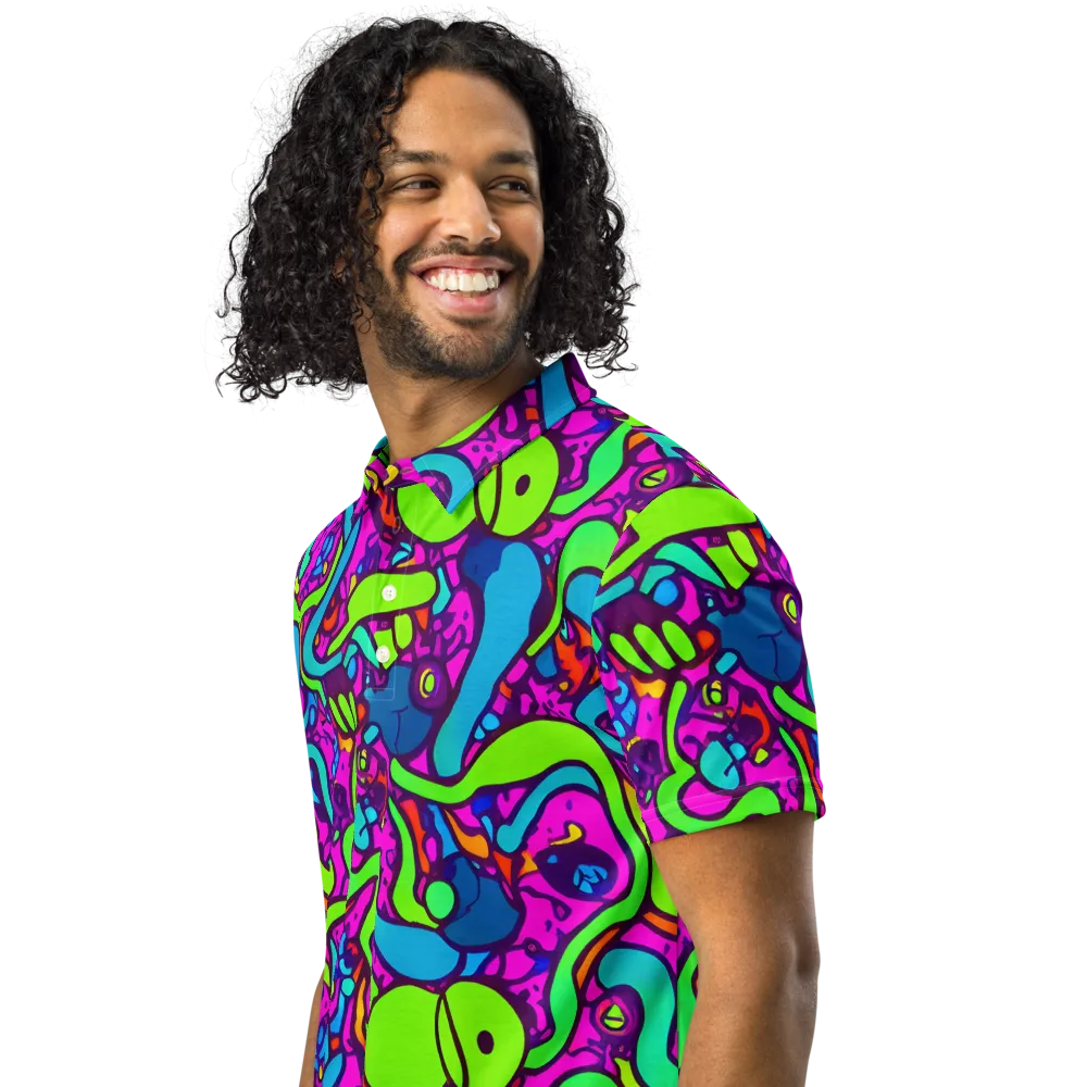 Funky Vortex on Men's Slim Fit Polo Shirt — Left Front