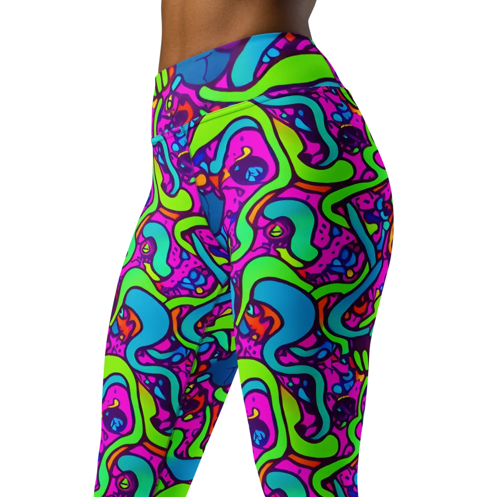 Funky Vortex on Yoga Leggings — Left Front