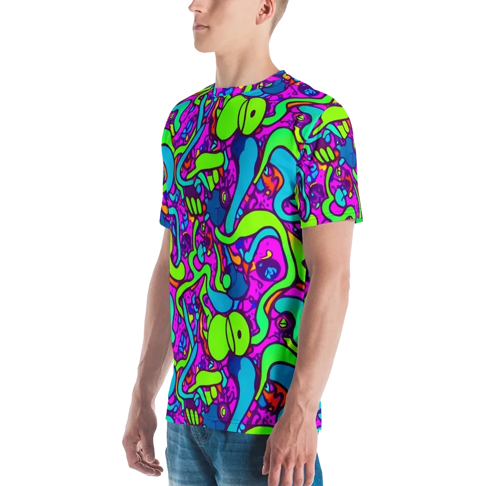 Funky Vortex on Men's Crew Neck T-Shirt — Left