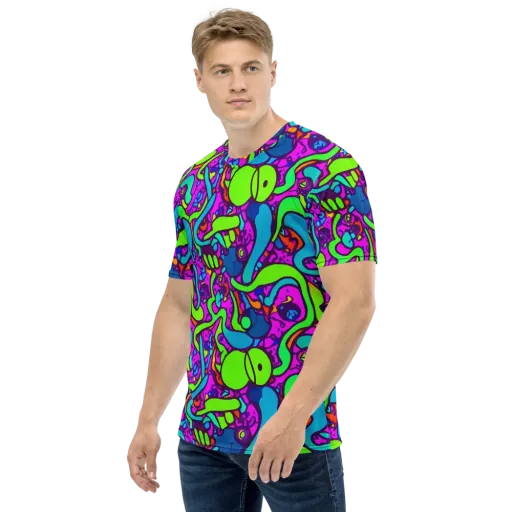 Funky Vortex on a Men's Crew Neck T-Shirt