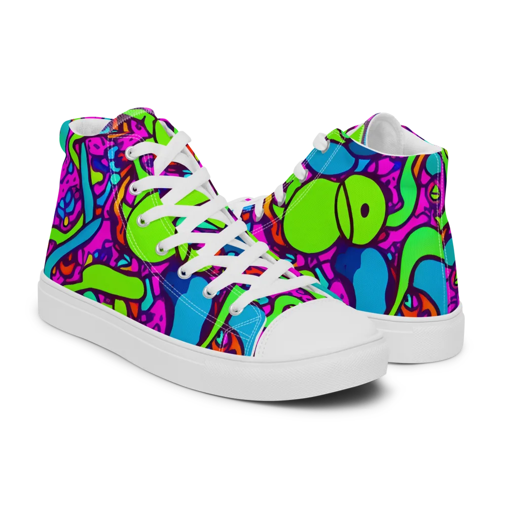 Funky Vortex on Men's High Top Canvas Shoes — Right