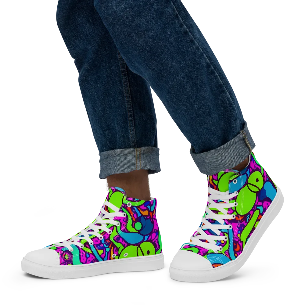 Funky Vortex on Men's High Top Canvas Shoes — Left