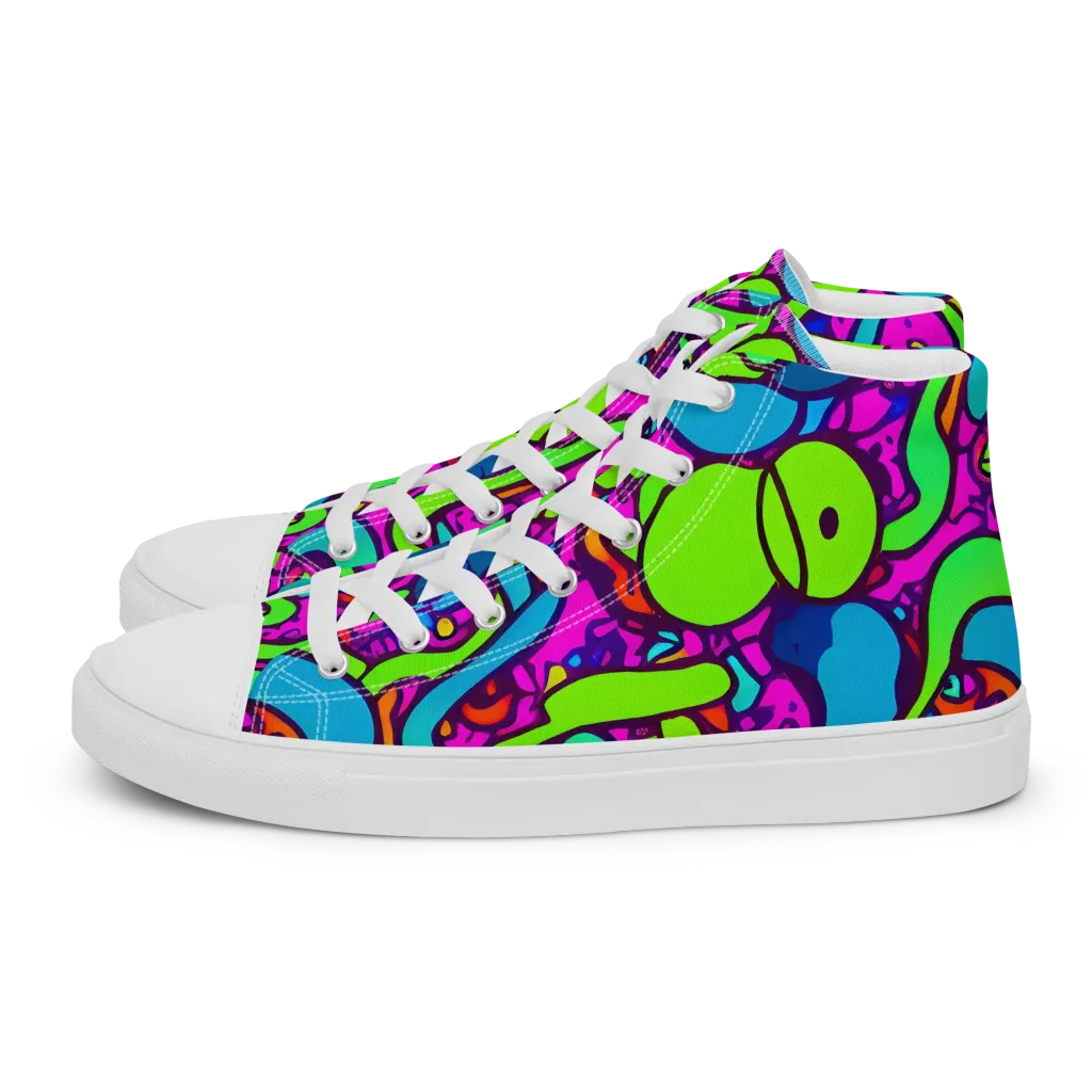 Funky Vortex on Women's High Top Canvas Shoes — Left