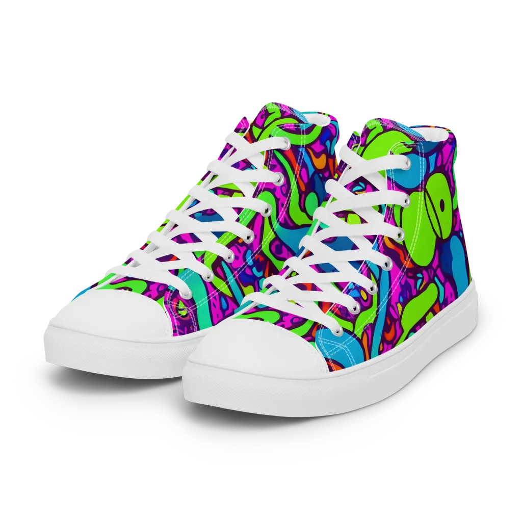 Funky Vortex on Women's High Top Canvas Shoes — Left Front