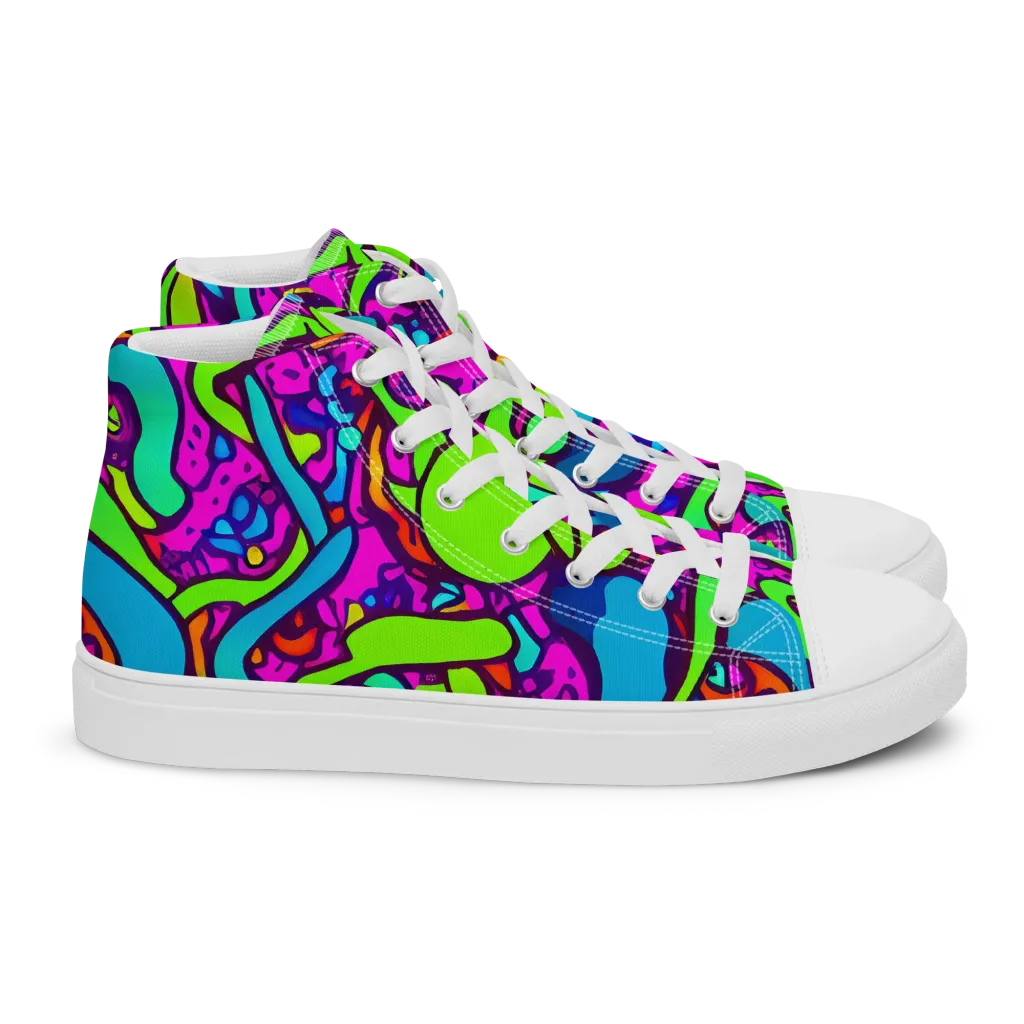 Funky Vortex on Women's High Top Canvas Shoes — Right