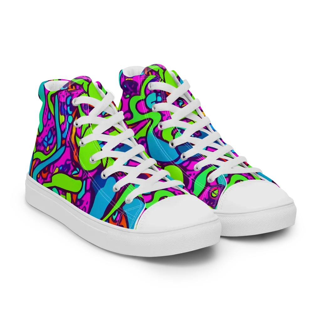 Funky Vortex on Women's High Top Canvas Shoes — Right Front