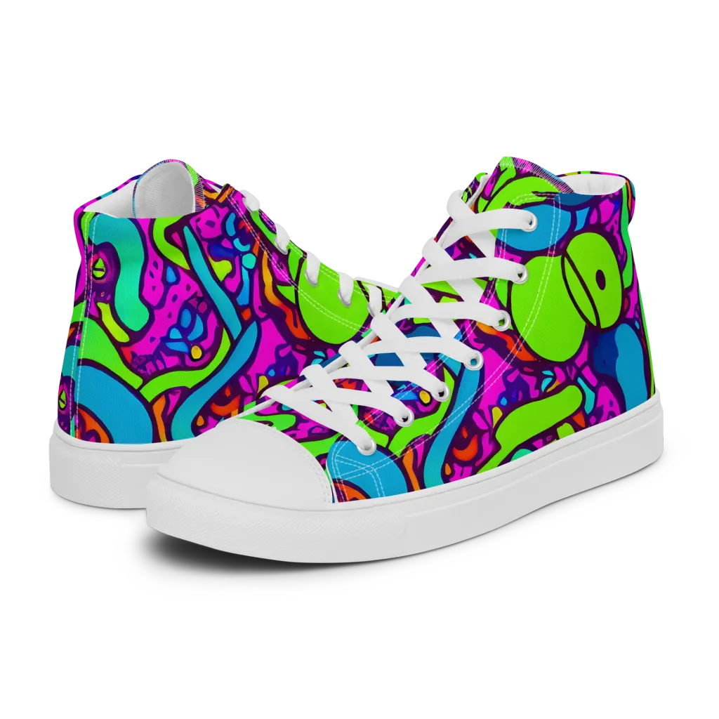 Funky Vortex on Women's High Top Canvas Shoes — Left