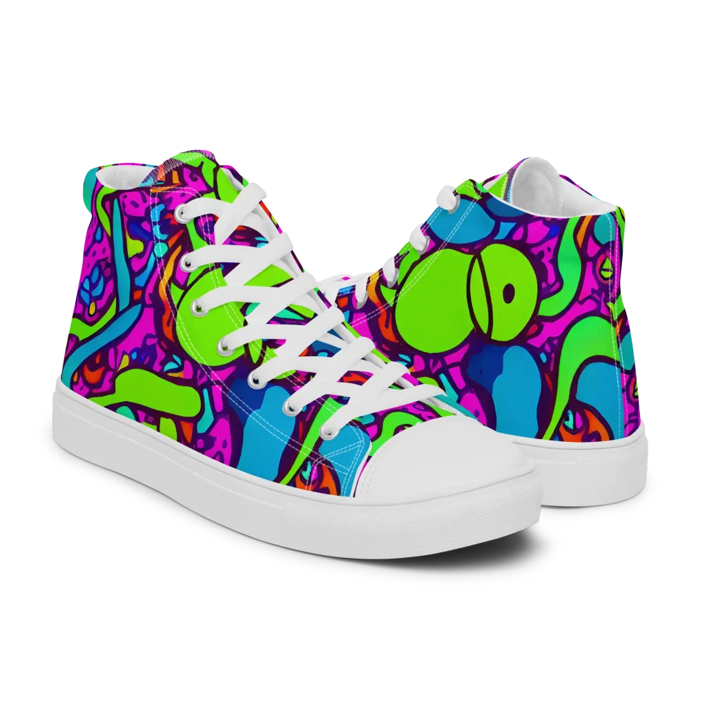 Funky Vortex on Women's High Top Canvas Shoes — Right