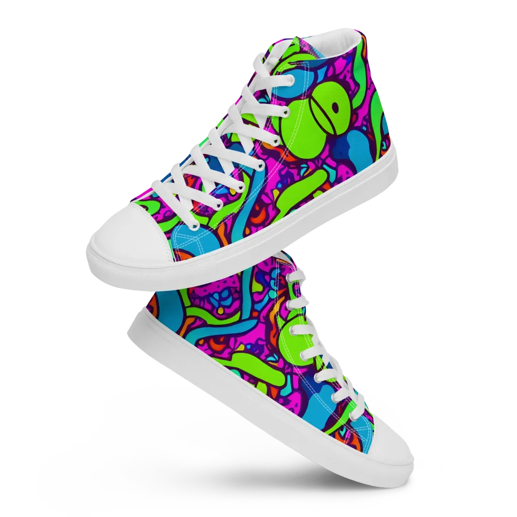 Funky Vortex on Women's High Top Canvas Shoes — Front
