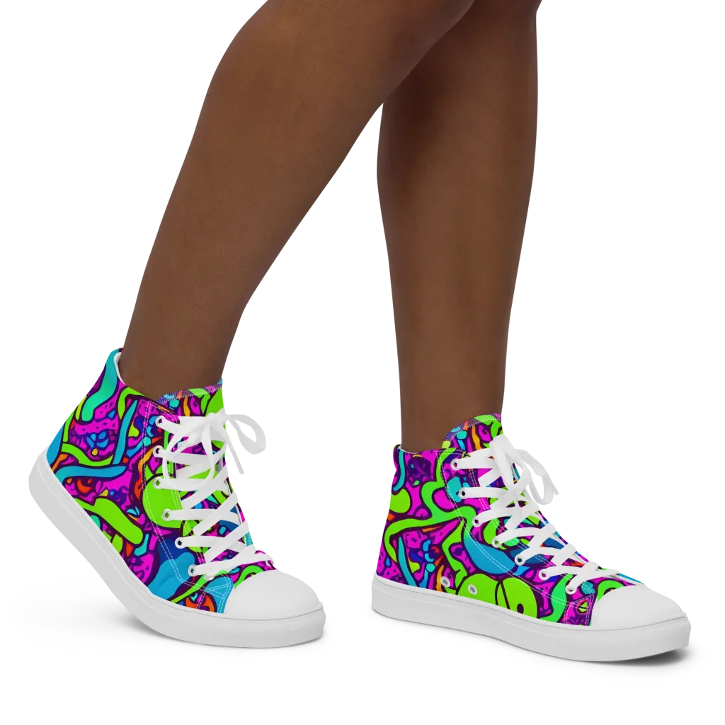 Funky Vortex on Women's High Top Canvas Shoes — Right