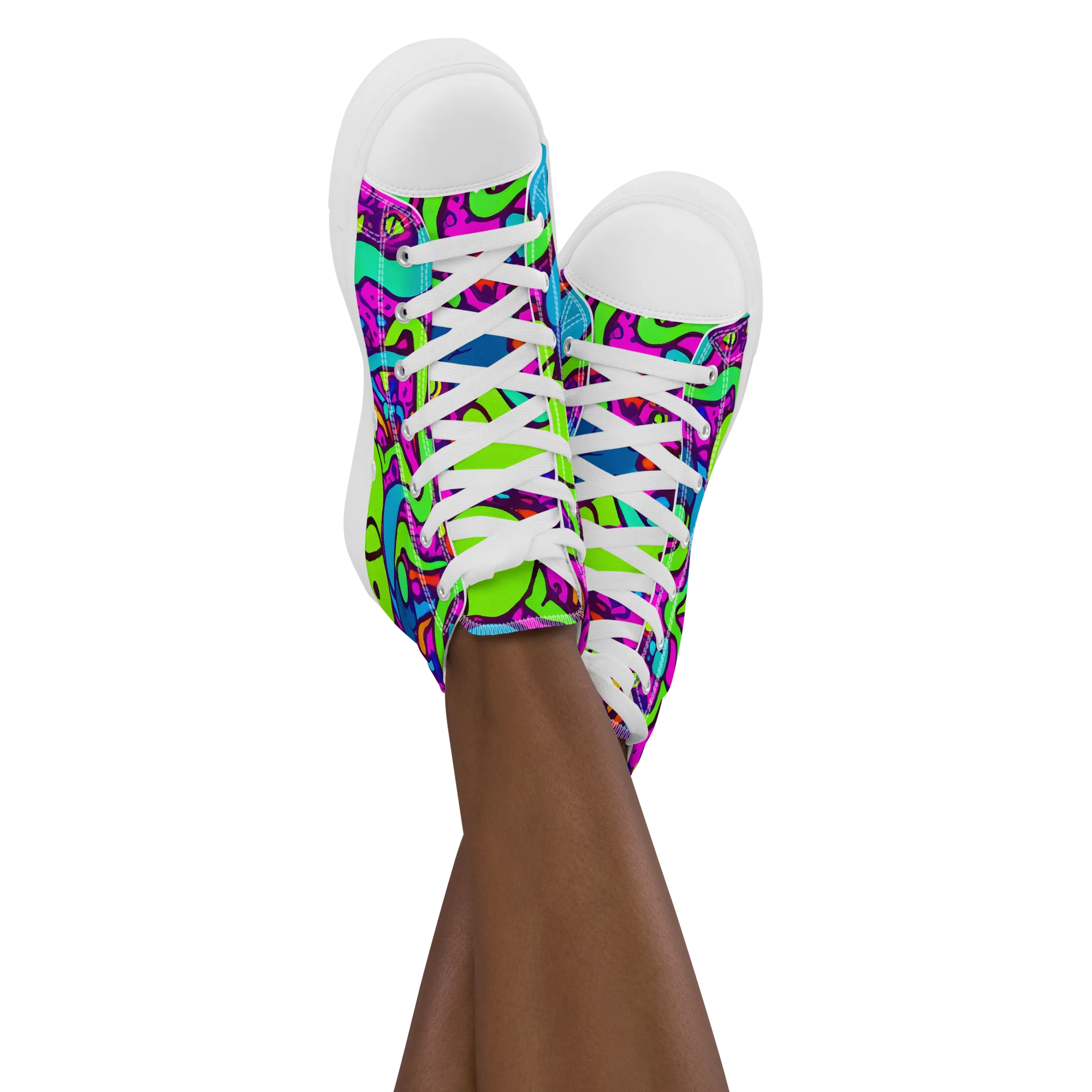 Funky Vortex on Women's High Top Canvas Shoes — Front