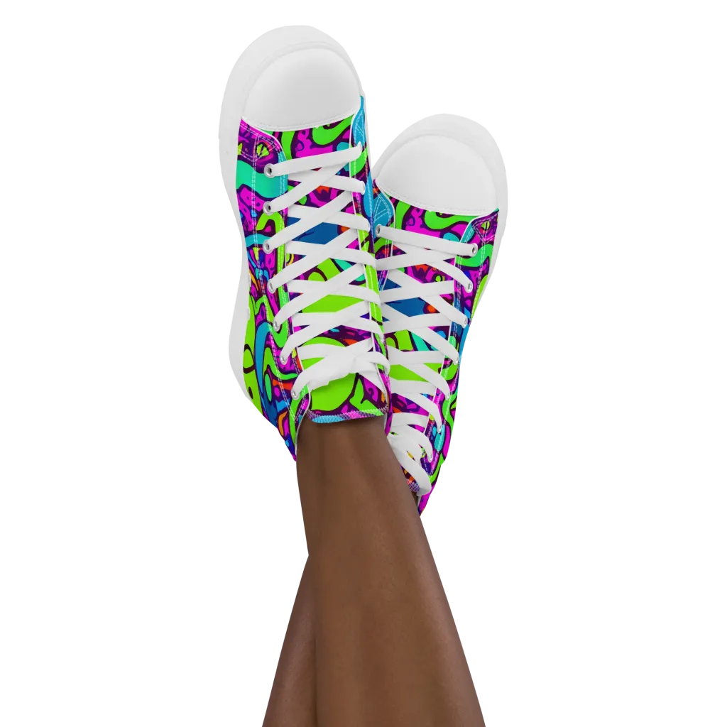 Funky Vortex on Women's High Top Canvas Shoes — Front
