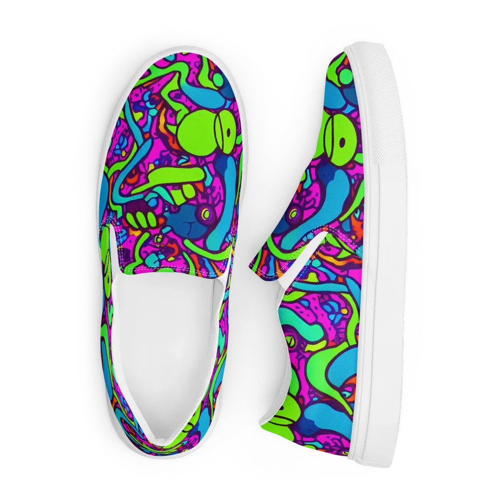 Funky Vortex on Men's Slip-On Canvas Shoes — Front