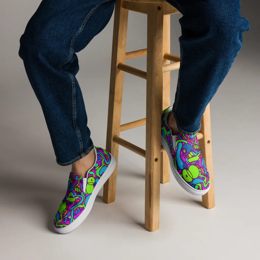 Funky Vortex on Men's Slip-On Canvas Shoes — Front