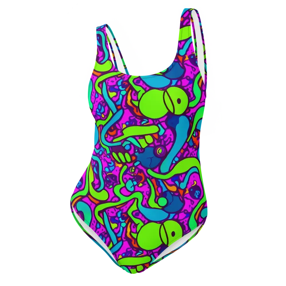 Funky Vortex on One-Piece Swimsuit — Front