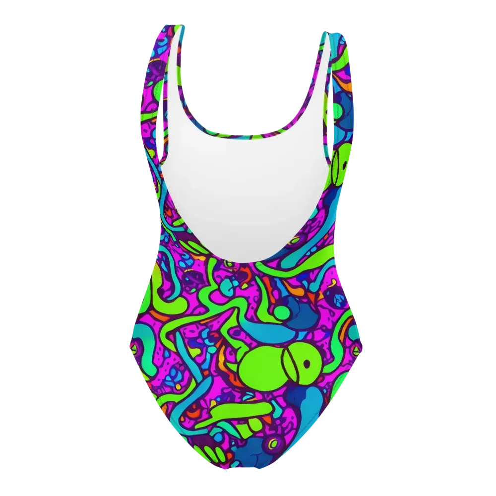 Funky Vortex on One-Piece Swimsuit — Back