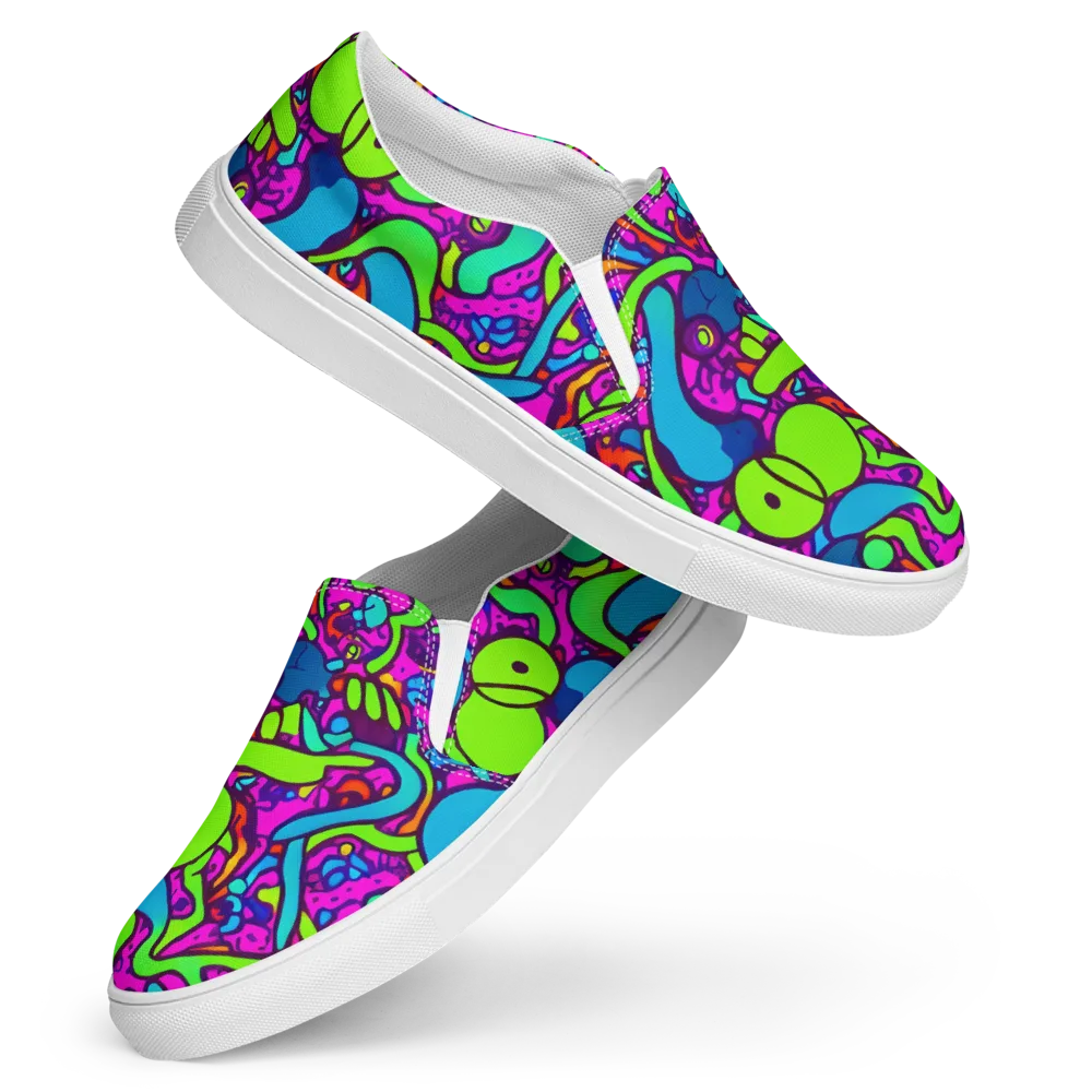 Funky Vortex on Women's Slip-On Canvas Shoes — Front