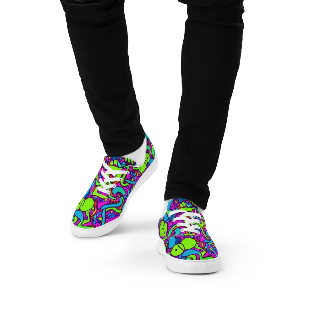 Funky Vortex on Men's Lace-Up Canvas Shoes — Front