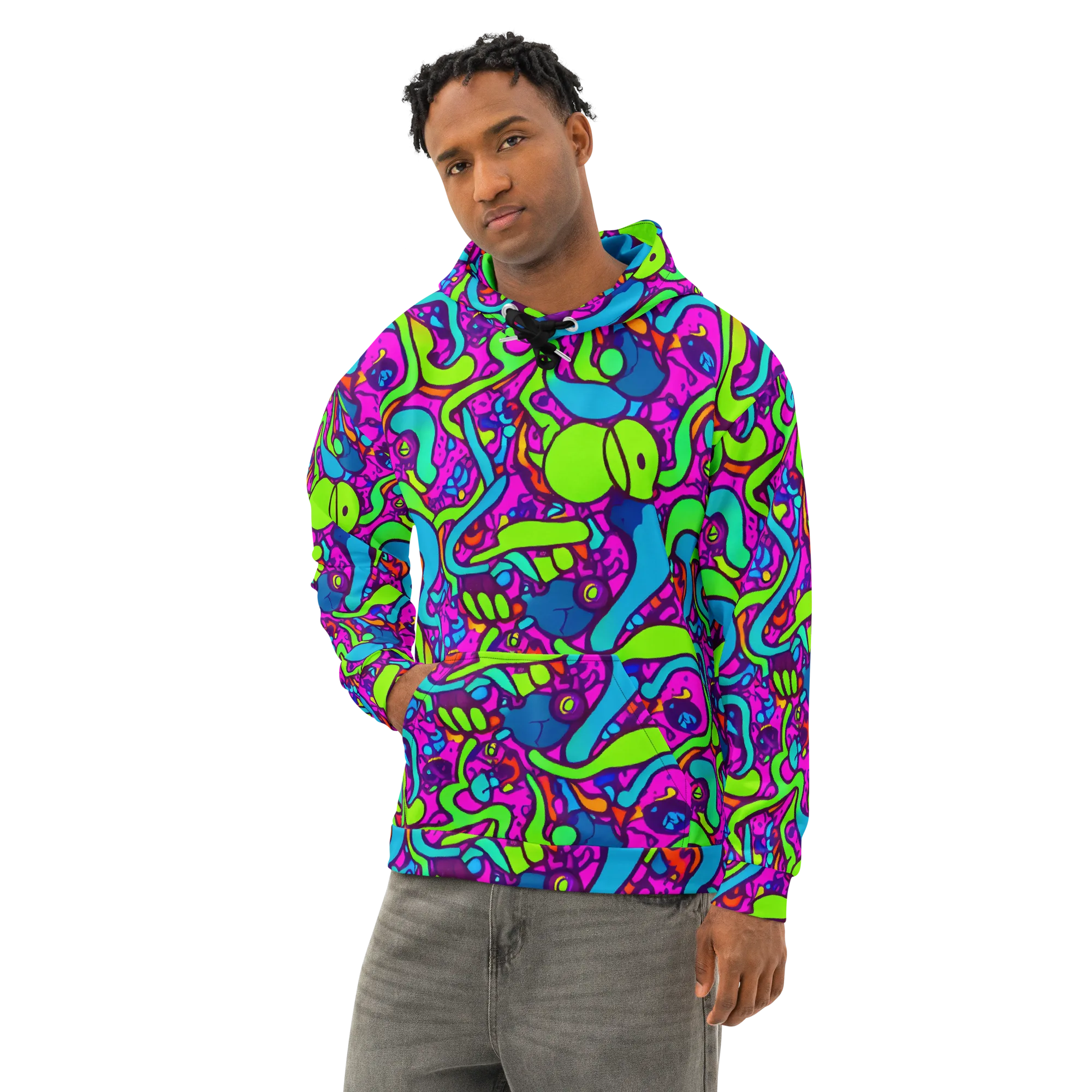 Funky Vortex on Cotton Hoodie — Left Front