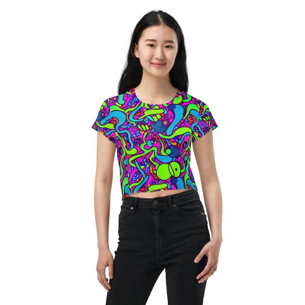 Funky Vortex on Crop Tee — Front