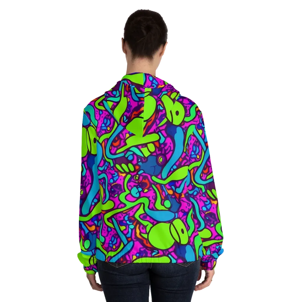 Funky Vortex on Women's Full-Zip Hoodie — Back On Person