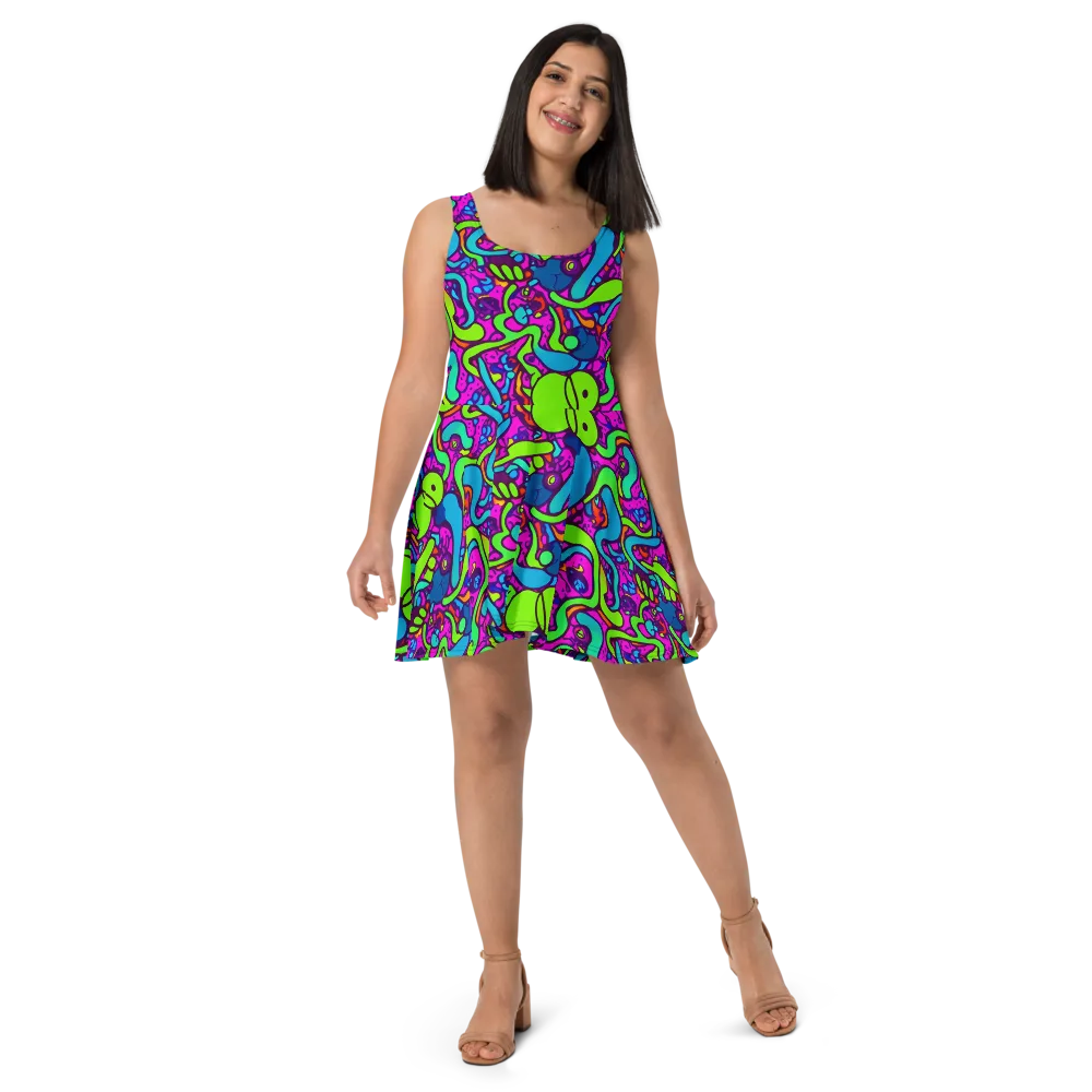 Funky Vortex on Skater Dress — Front