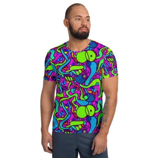 Funky Vortex on a Men's Athletic T-Shirt