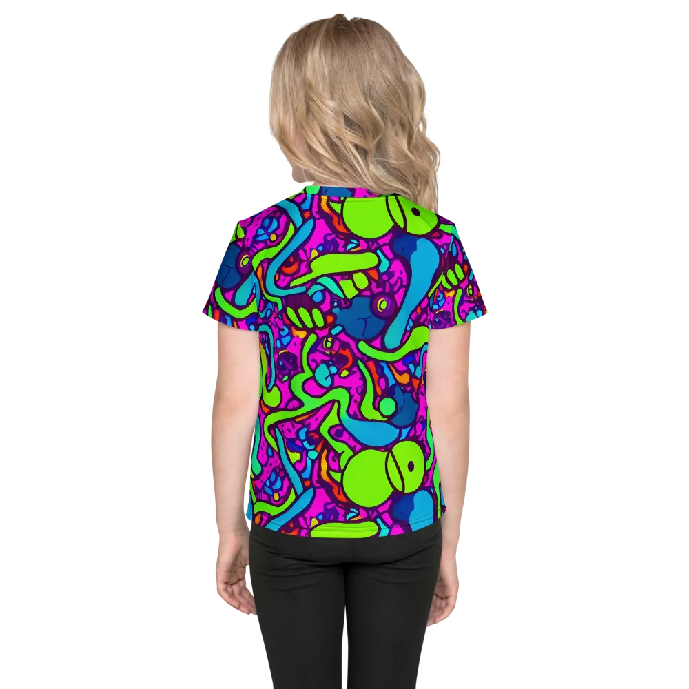 Funky Vortex on Kids Crew Neck T-Shirt — Back