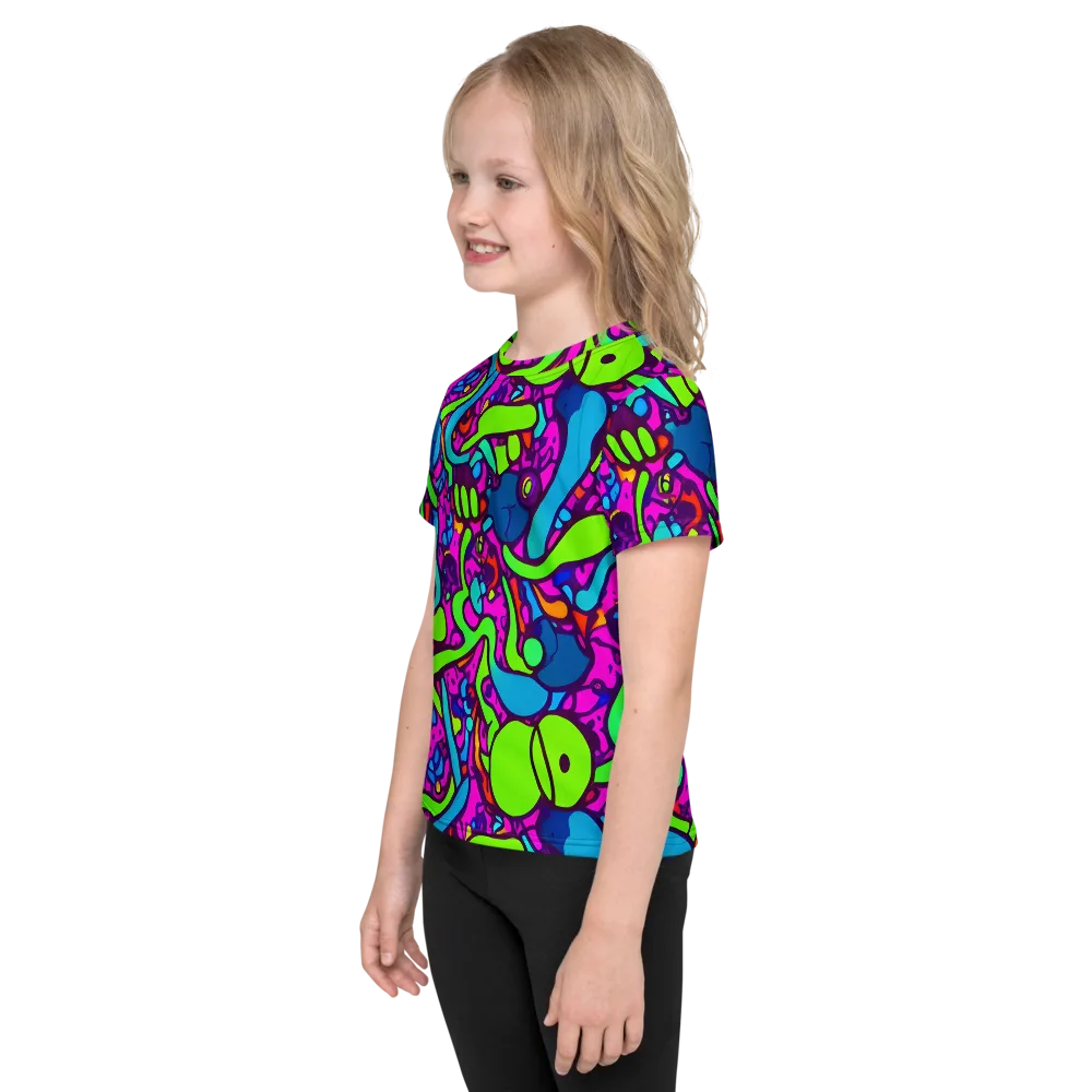 Funky Vortex on Kids Crew Neck T-Shirt — Left