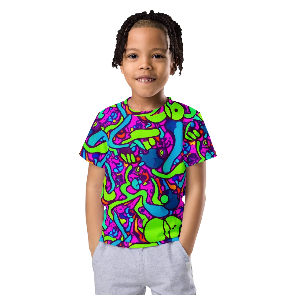 Funky Vortex on Kids Crew Neck T-Shirt — Front
