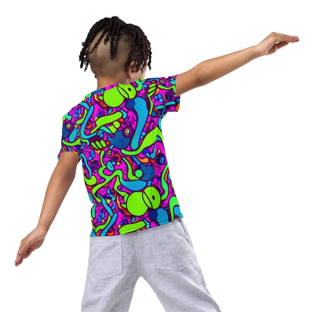Funky Vortex on Kids Crew Neck T-Shirt — Back