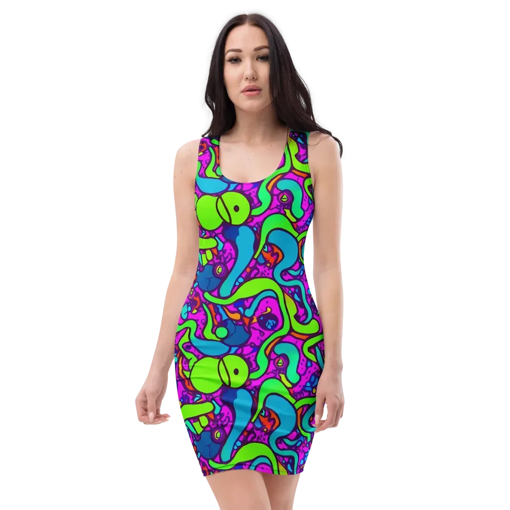 Funky Vortex on Bodycon Dress — Front