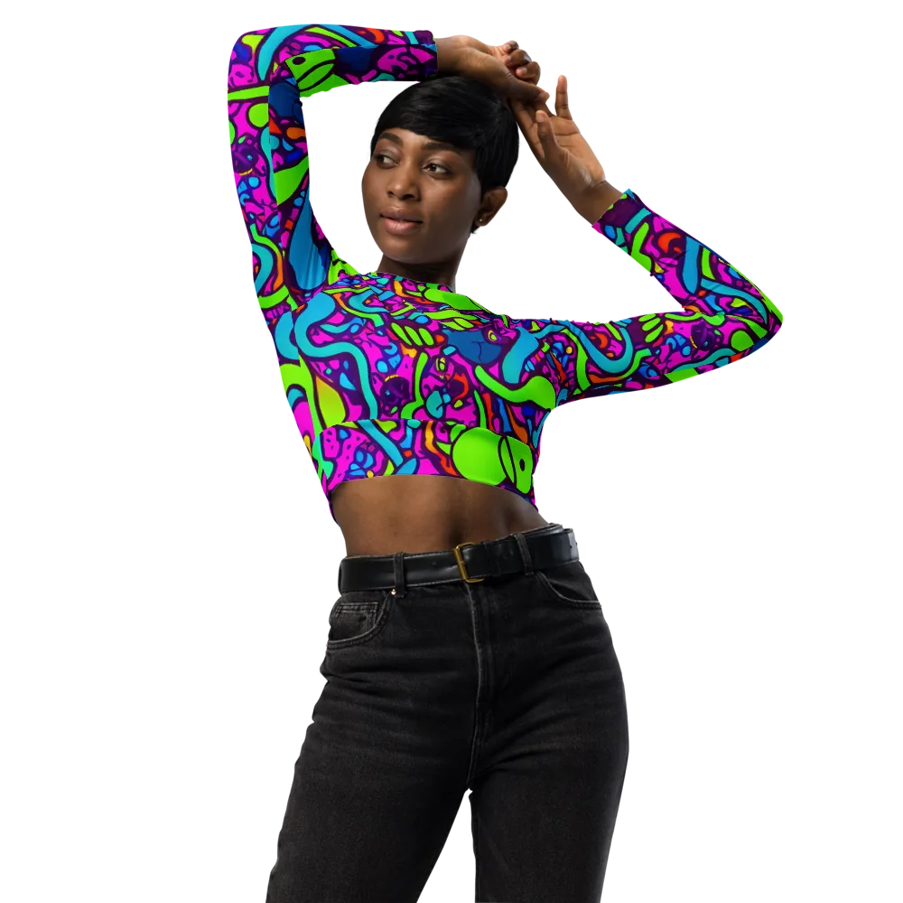 Funky Vortex on Long Sleeve Crop Top — Front