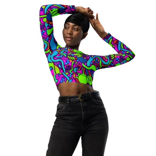 Funky Vortex on a Long Sleeve Crop Top