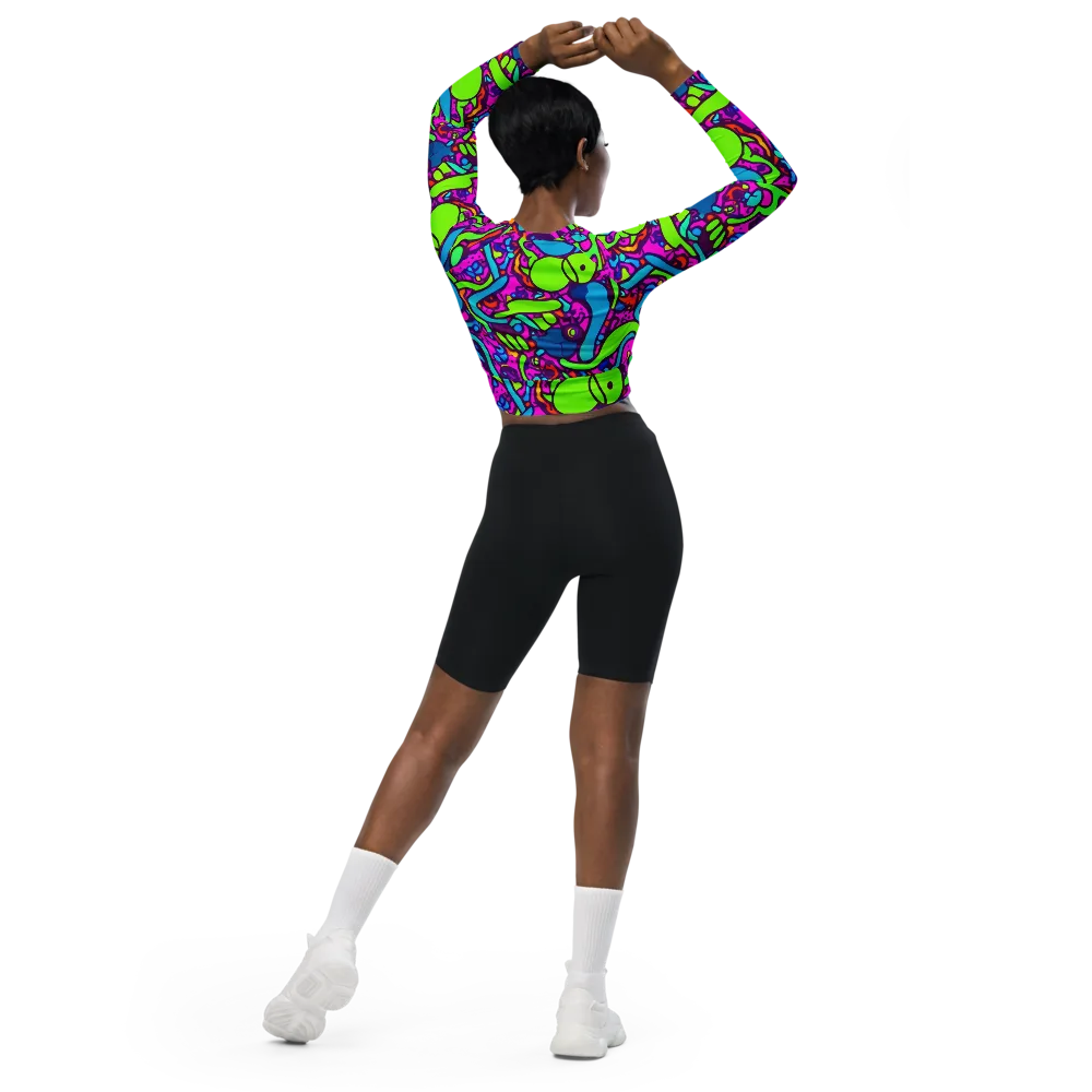 Funky Vortex on Long Sleeve Crop Top — Back