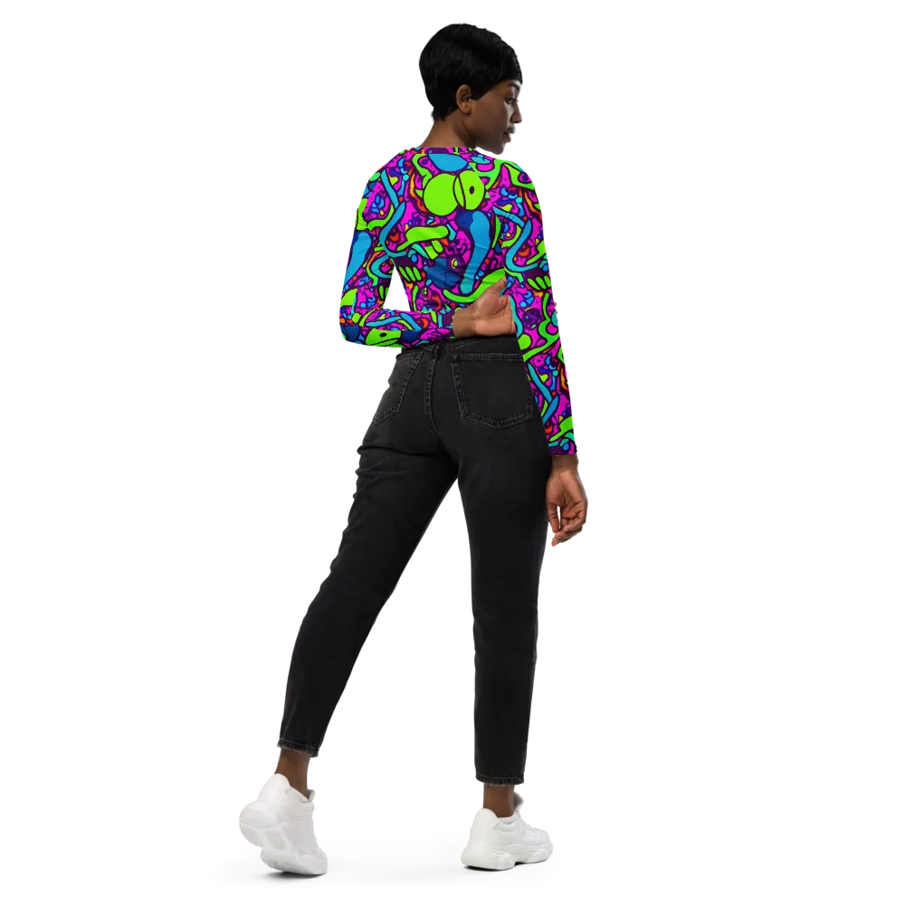 Funky Vortex on Long Sleeve Crop Top — Right Back