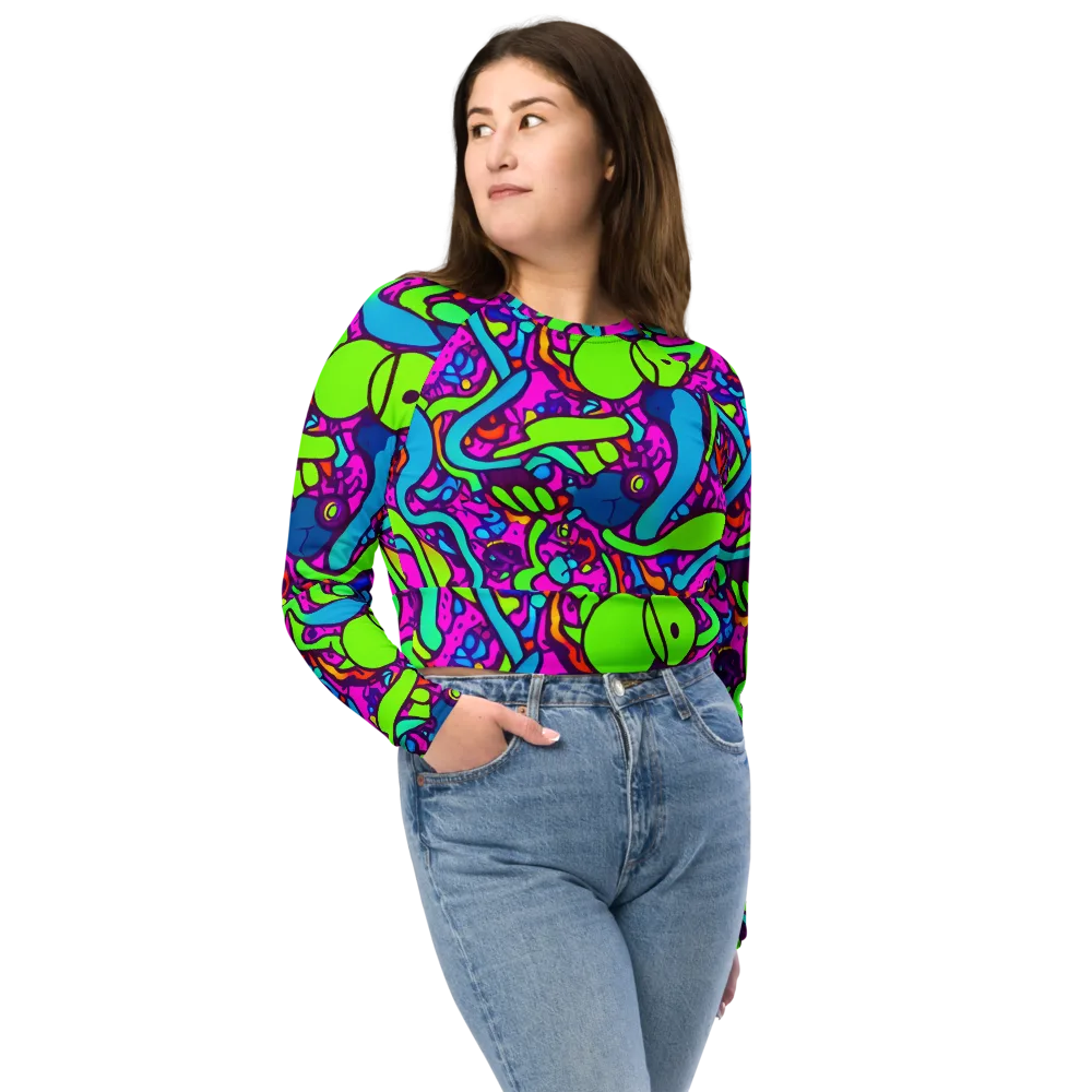 Funky Vortex on Long Sleeve Crop Top — Front
