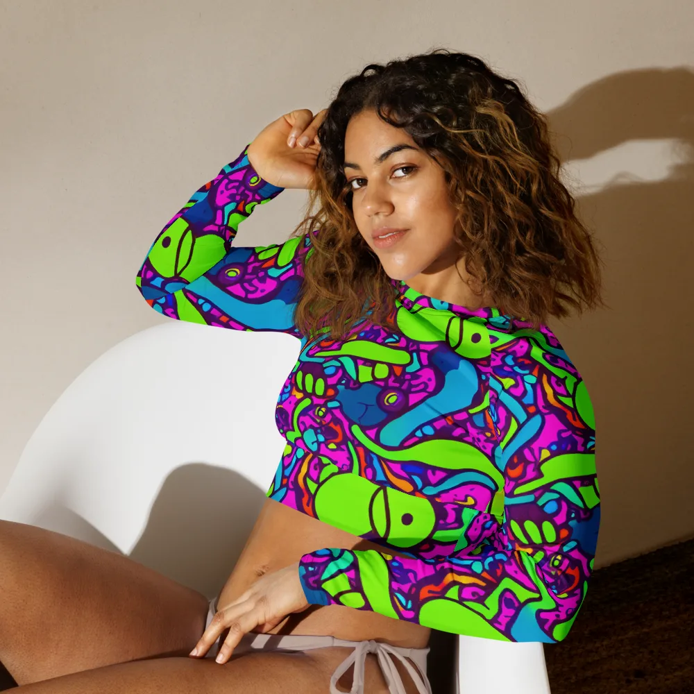 Funky Vortex on Long Sleeve Crop Top — Left Front