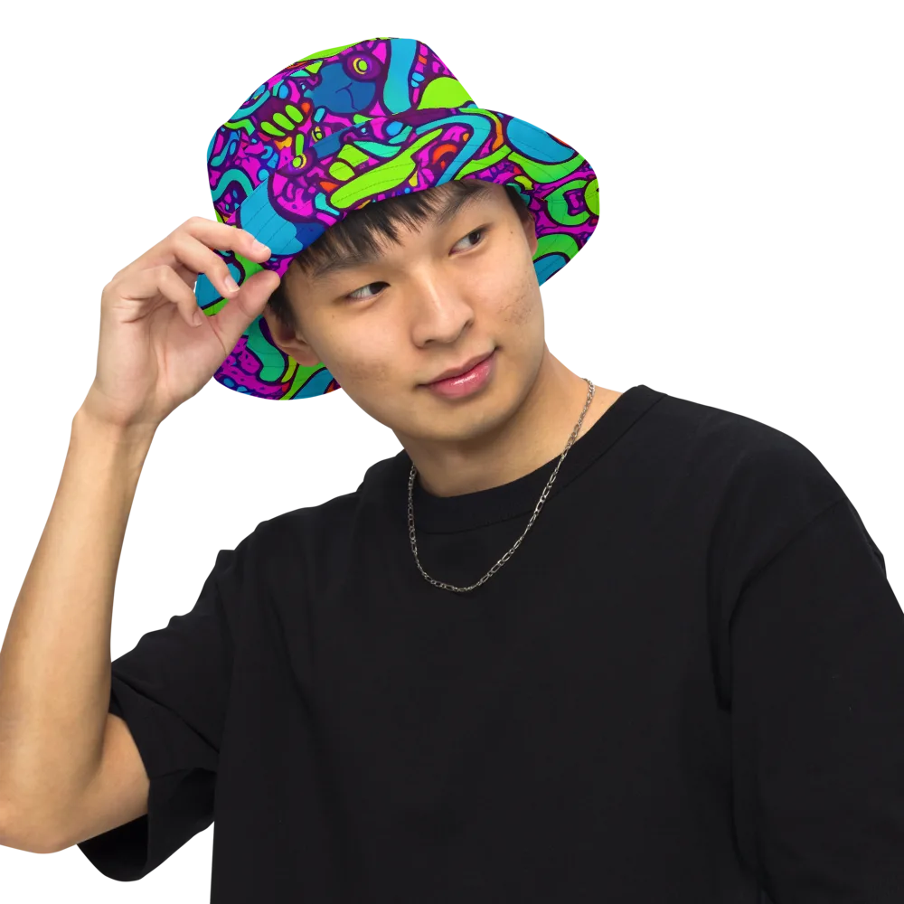 Funky Vortex on Reversible Bucket Hat — Front Inside