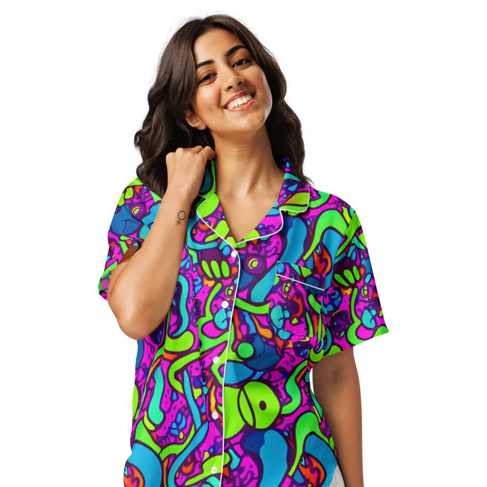 Funky Vortex on Women's Short Sleeve Pajama Top — Front