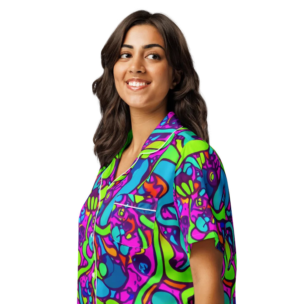 Funky Vortex on Women's Short Sleeve Pajama Top — Left Front