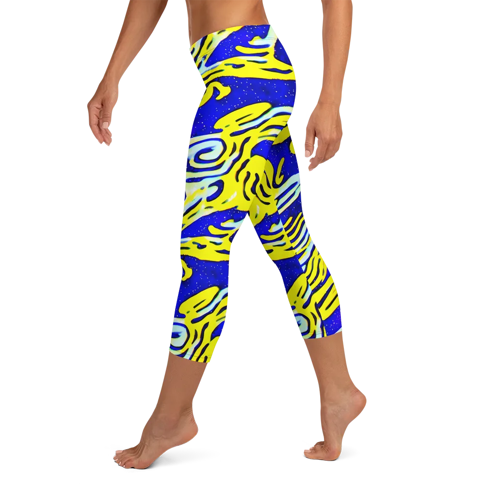 Electric Horizon on Capri Leggings — Left