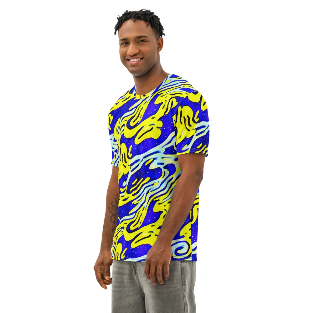 Electric Horizon on Men's Cotton Crew Neck T-Shirt — Left Front
