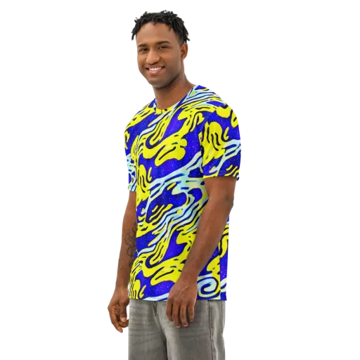 Electric Horizon on a Men's Cotton Crew Neck T-Shirt