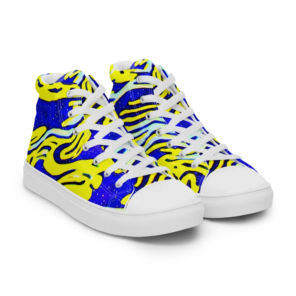 Electric Horizon on Men's High Top Canvas Shoes — Right Front