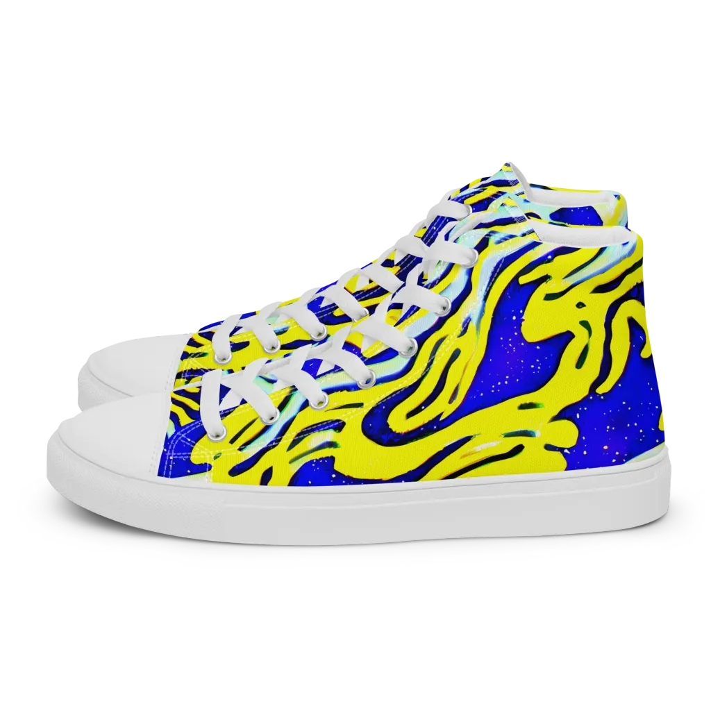 Electric Horizon on Men's High Top Canvas Shoes — Left