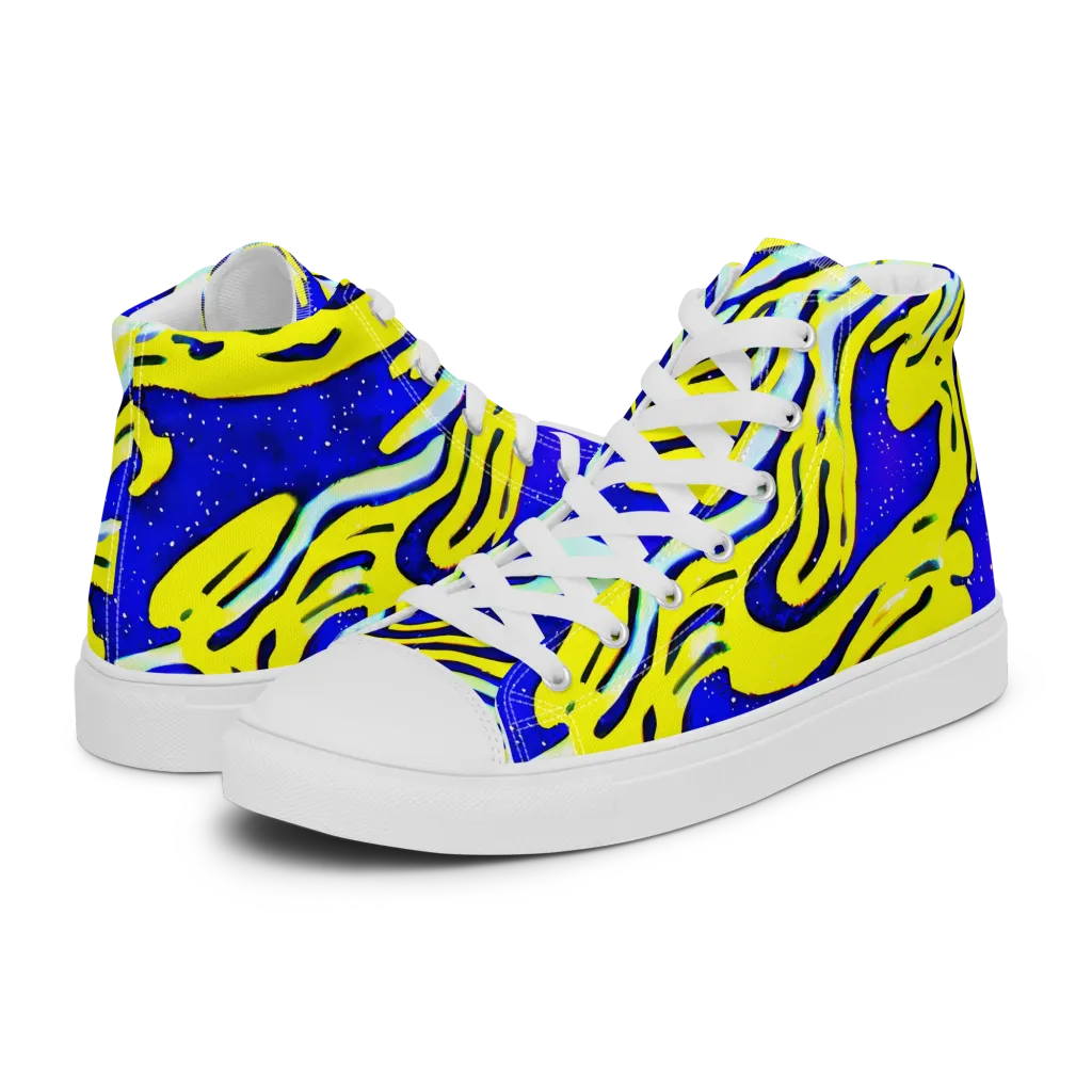 Electric Horizon on Men's High Top Canvas Shoes — Left