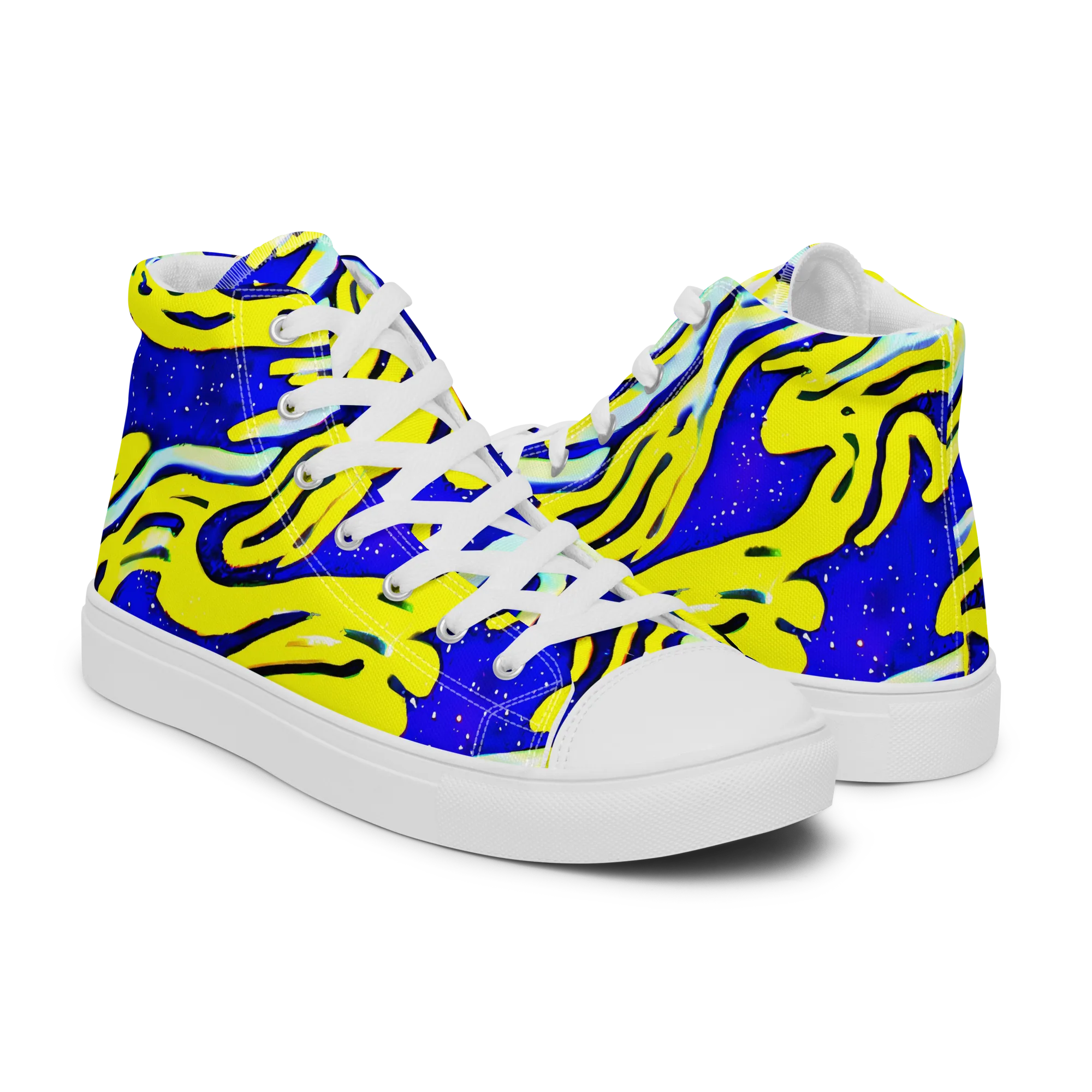 Electric Horizon on Men's High Top Canvas Shoes — Right